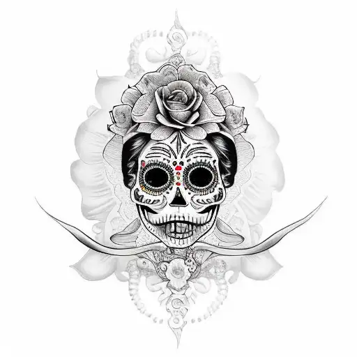 calavera catrina mitad de la cara hombre mitad de la cara mujer tattoo design idea
