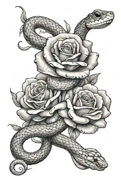 roses and snakes GALAXY COLORS A REALISTIC tattoo design idea