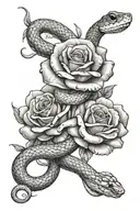 roses and snakes GALAXY COLORS A REALISTIC tattoo design idea