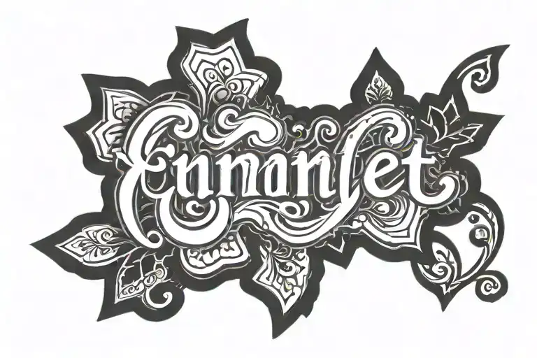 rubber stamped name "Emmett" sticker style tattoo design idea