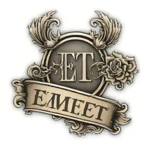 rubber stamped name "Emmett" sticker style tattoo design idea