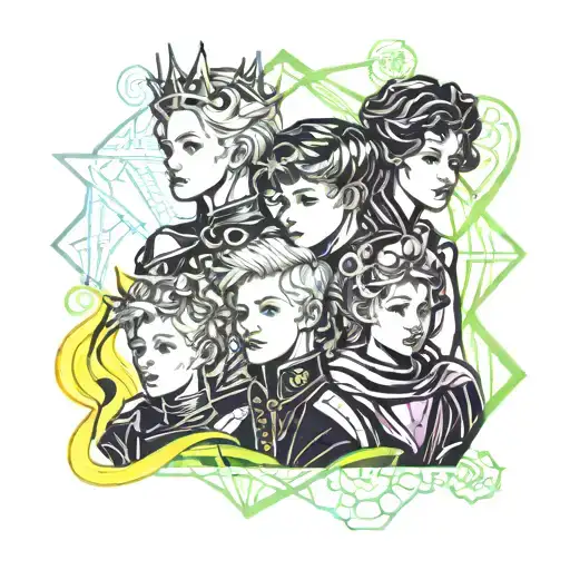 little prince and thewife and two daughters, sketch, they love each other and they are happy in worold of little prince tattoo design idea