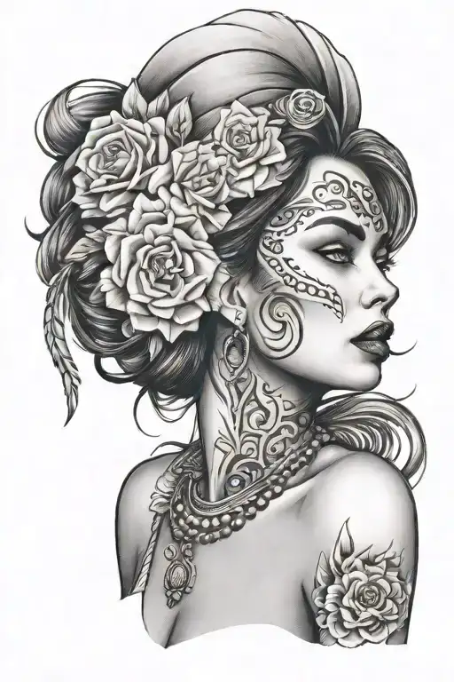 chicano tattoo face women tattoo design idea