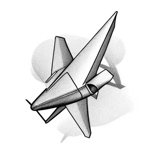 Paper plane with a private jet shadow  tattoo design idea