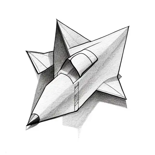 Paper plane with a private jet shadow under it tattoo design idea
