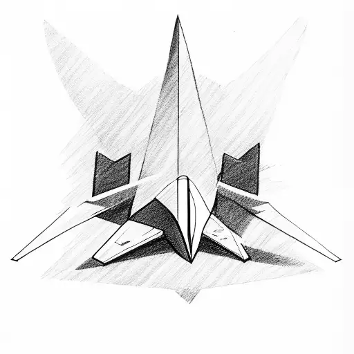 Paper plane with a private jet shadow  tattoo design idea