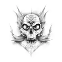 creepy dark long weapon tattoo design idea