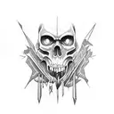 creepy dark long weapon tattoo design idea