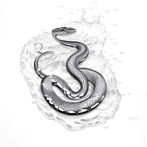 serpent in water tattoo design idea