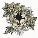 roses with apollo and aphrodite, mythology tattoo design idea
