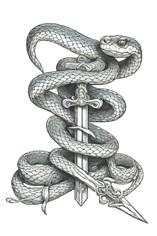 snake wrapped around a sword tattoo design idea