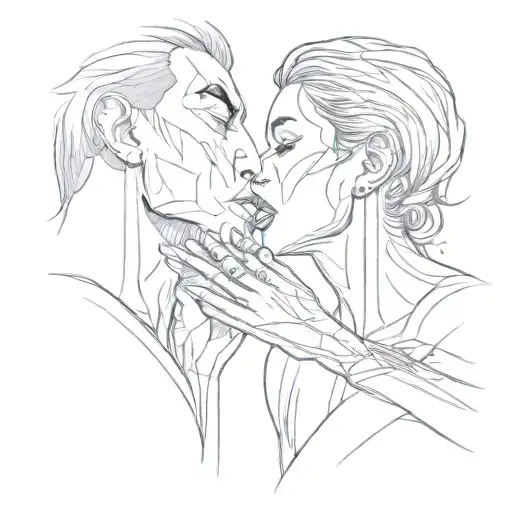 kiss hand around throat  tattoo design idea