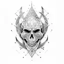 Warrior skull tattoo with a dotwork style tattoo design idea