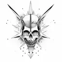 Warrior skull tattoo with a dotwork style tattoo design idea