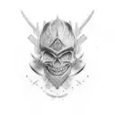 Warrior skull tattoo with a dotwork style tattoo design idea
