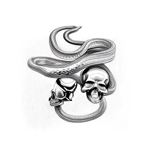 snake with skull bracelet  tattoo design idea