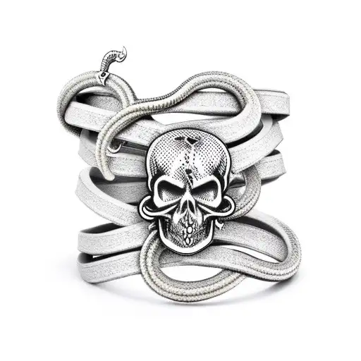 snake with skull bracelet  tattoo design idea