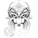 Aries, moon, witch, witchcraft  tattoo design idea