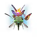 Butterflies trapped in hell saved by a grasshopper  tattoo design idea