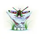 Butterflies trapped in hell saved by a grasshopper  tattoo design idea