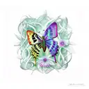 Butterflies trapped in hell saved by a grasshopper  tattoo design idea