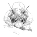 Ayanami Rei being pierced by the Spear of Longinus from the anime Evangelion tattoo design idea