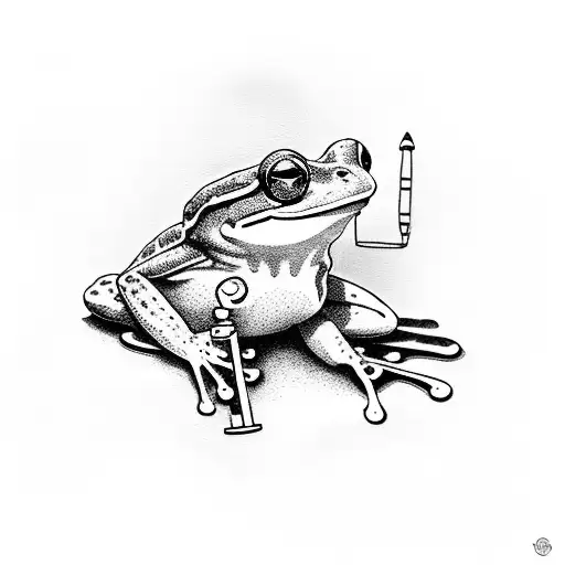 Frog playing banjo tattoo design idea