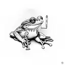 Frog playing banjo tattoo design idea