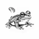 Frog playing banjo tattoo design idea