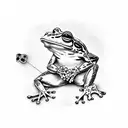 Frog playing banjo tattoo design idea