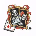 poker combination dead man's hand tattoo design idea