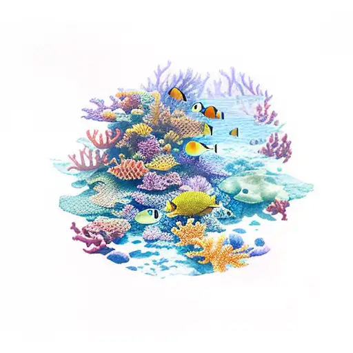 watercolor underwater ocean scene tattoo design idea