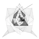 A minimalist tattoo featuring a triangle formed by the lyrics of your favorite Nine Inch Nails song, in a blackwork style. tattoo design idea