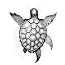 sea turtle with flowers tattoo design idea