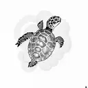 sea turtle with flowers tattoo design idea