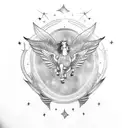 horse with wings in a galaxy tattoo design idea