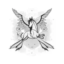 horse with wings in a galaxy tattoo design idea