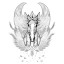 horse with wings in a galaxy tattoo design idea