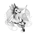 horse with wings in a galaxy tattoo design idea