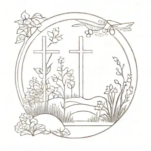 christian graves into gardens tattoo design idea