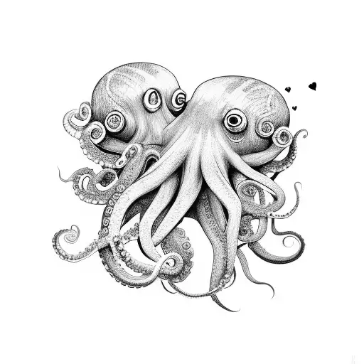 Octopus and honey badger in love tattoo design idea