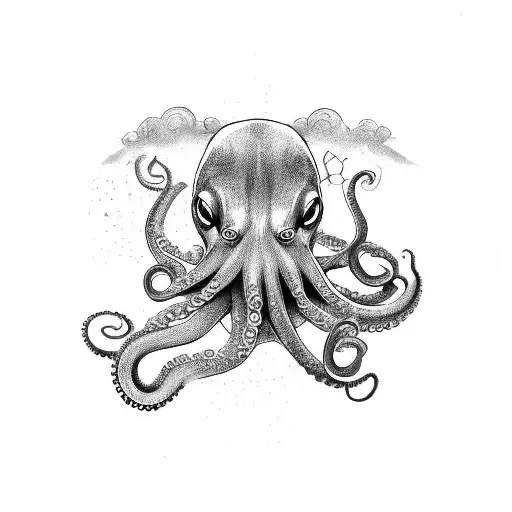 Octopus honey badger in love tattoo design idea