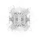 A detailed circuit board design with musical notes flowing through it, representing your passion for music and your occupation as an electrician tattoo design idea