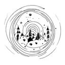 full moon with a halo of light  tattoo design idea
