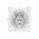 full moon with a halo of light  tattoo design idea