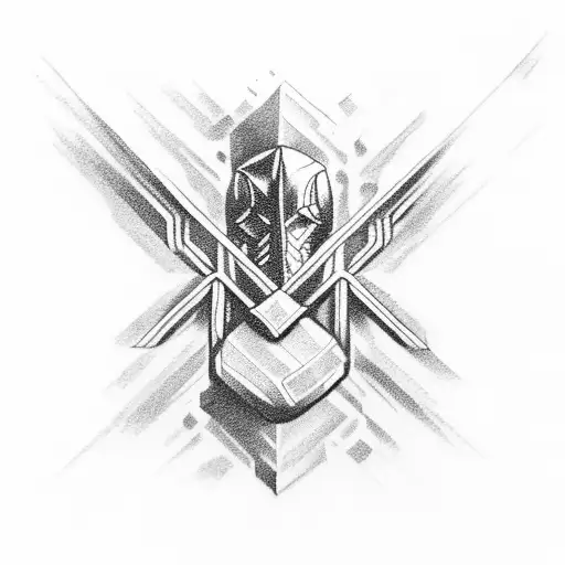 Thor's hammer with "fear is the mindkiller" written in norse letters tattoo design idea