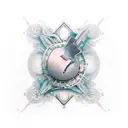 A realistic guitar with a psychedelic drug-inspired background tattoo design idea