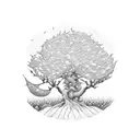 peach tree of wisdom tattoo design idea