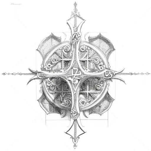 gothic cross tattoo design idea