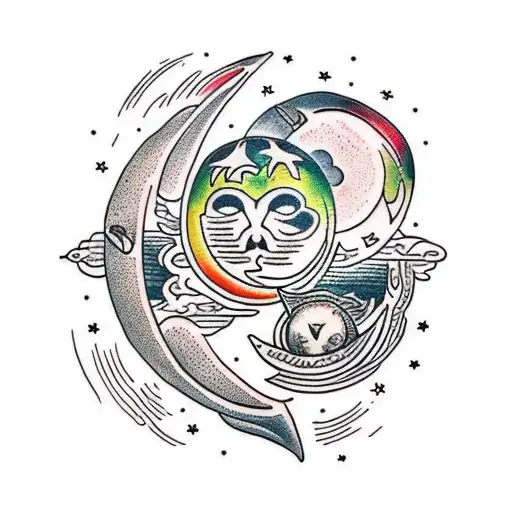 Sun and Moon tattoo design idea
